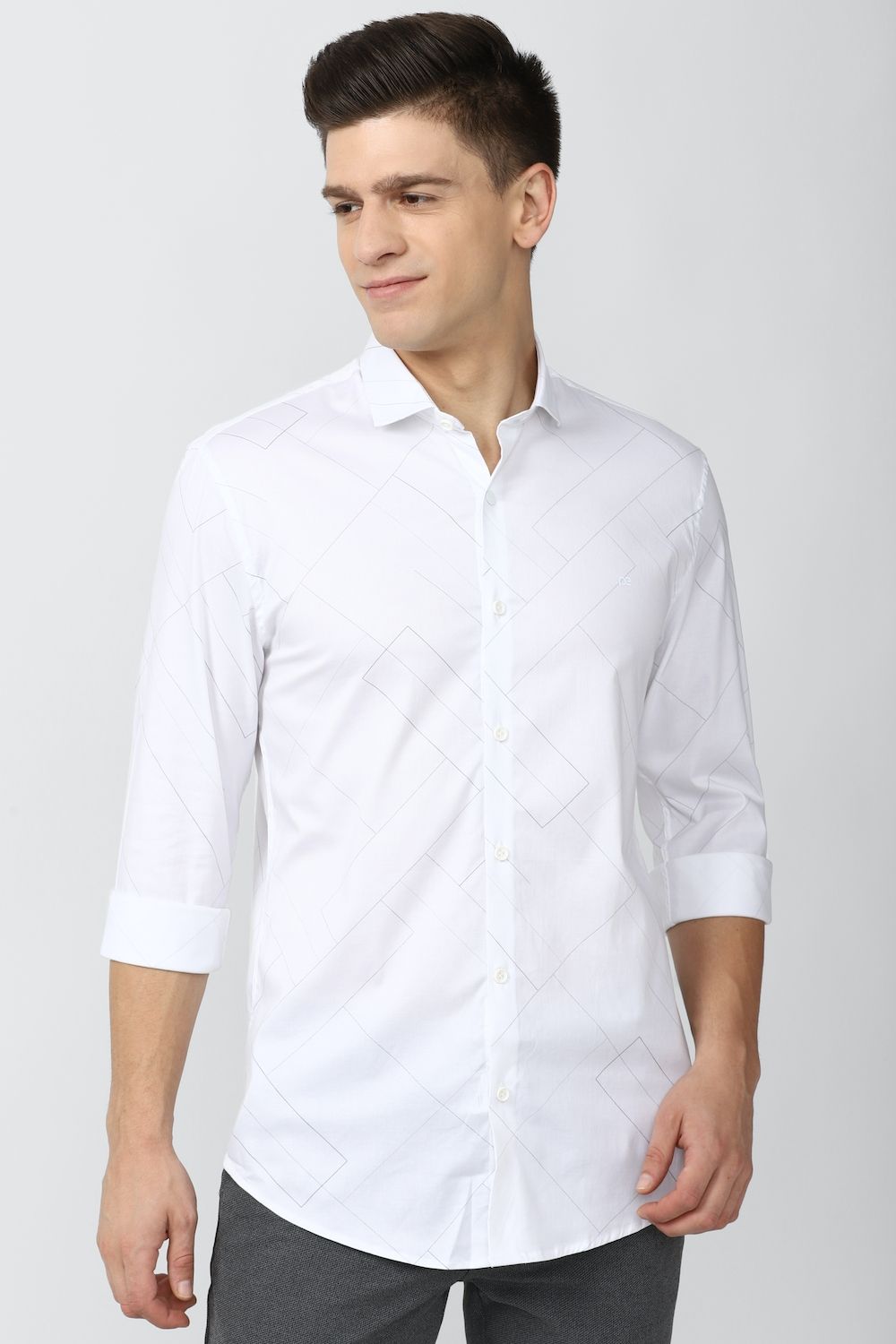 Men White Athletic Fit Formal Full Sleeves Formal Shirt