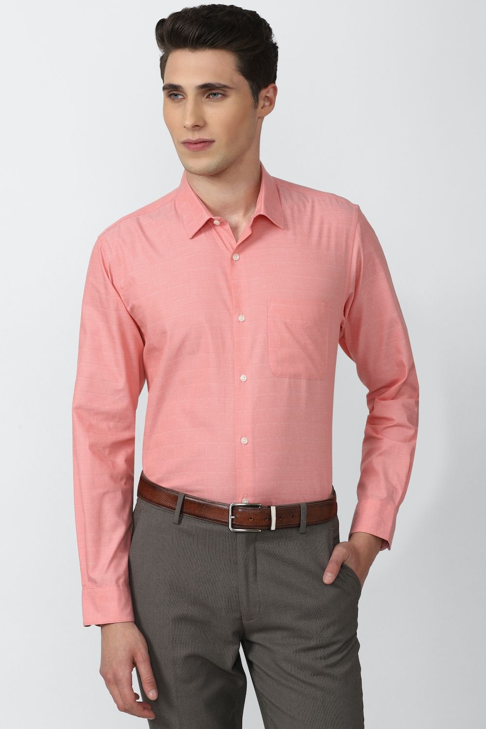 Men Pink Slim Fit Formal Full Sleeves Formal Shirt
