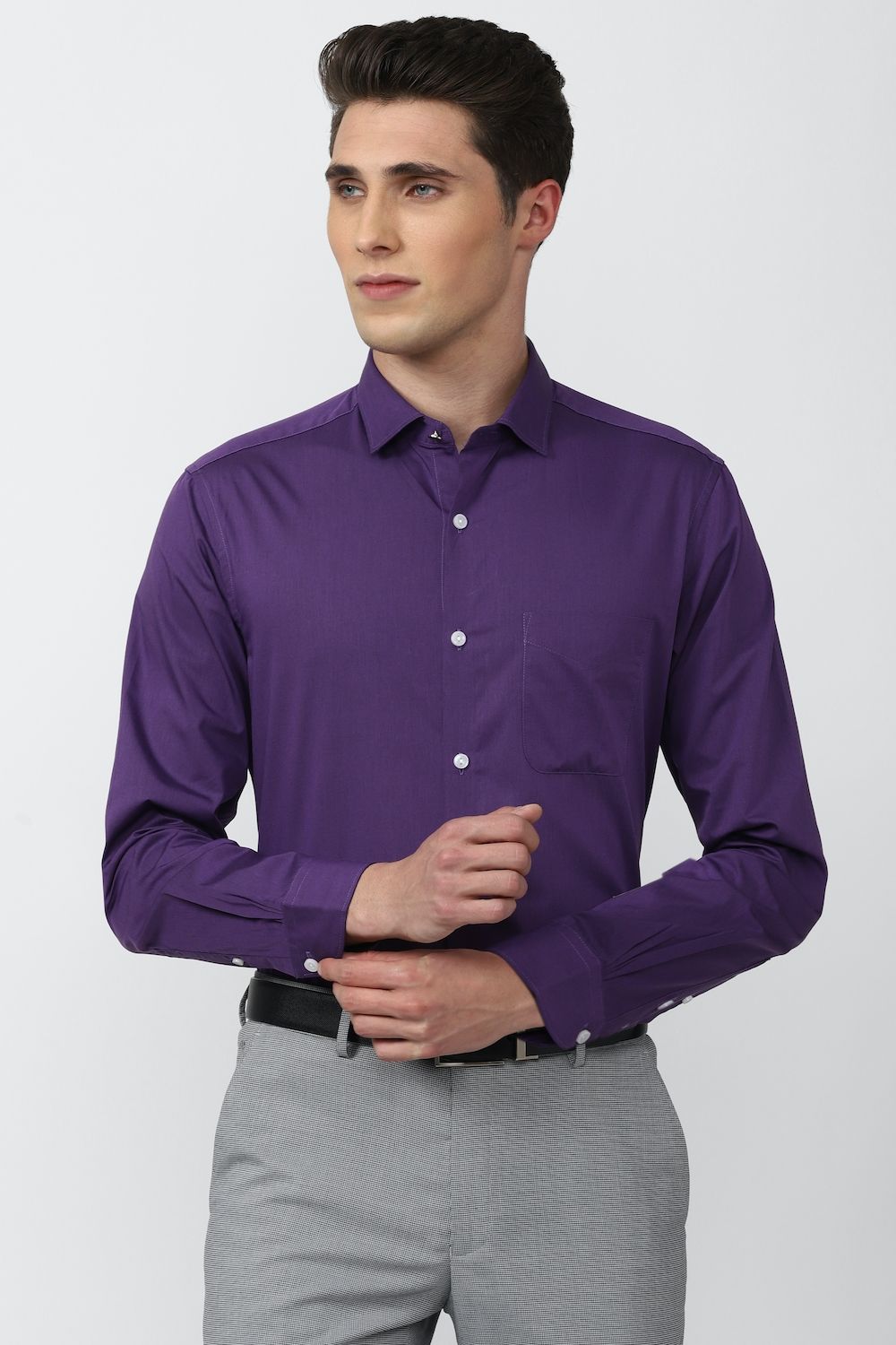 Men Purple Regular Fit Formal Full Sleeves Formal Shirt