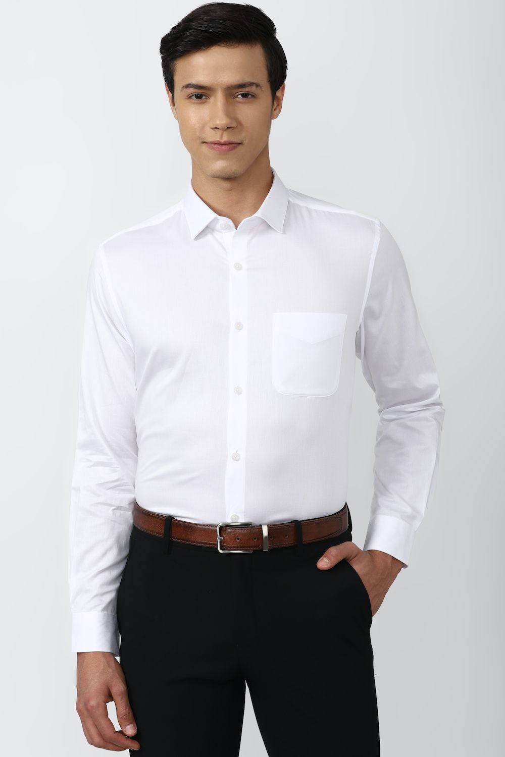 Men White Regular Fit Formal Full Sleeves Formal Shirt
