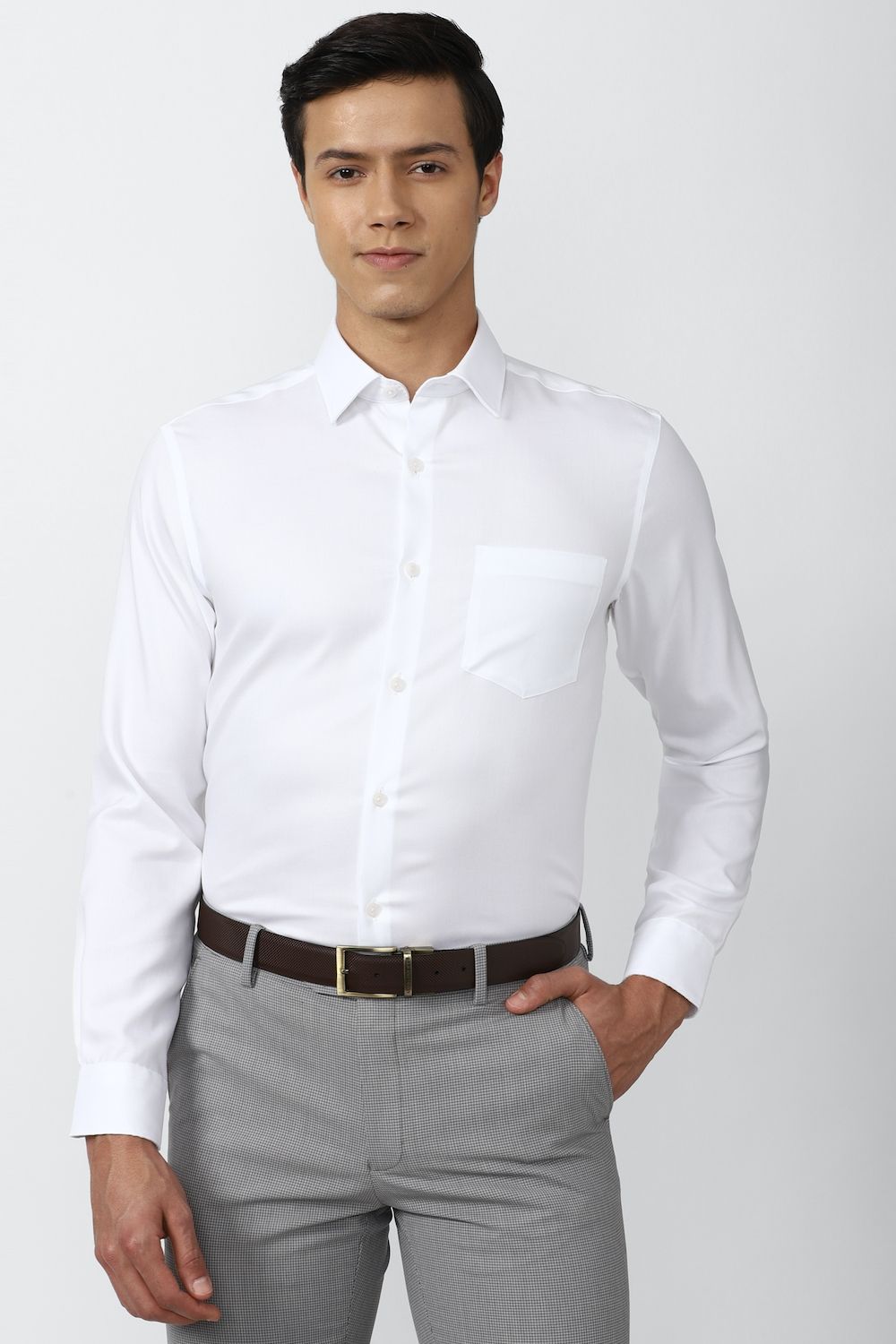 Men White Regular Fit Formal Full Sleeves Formal Shirt