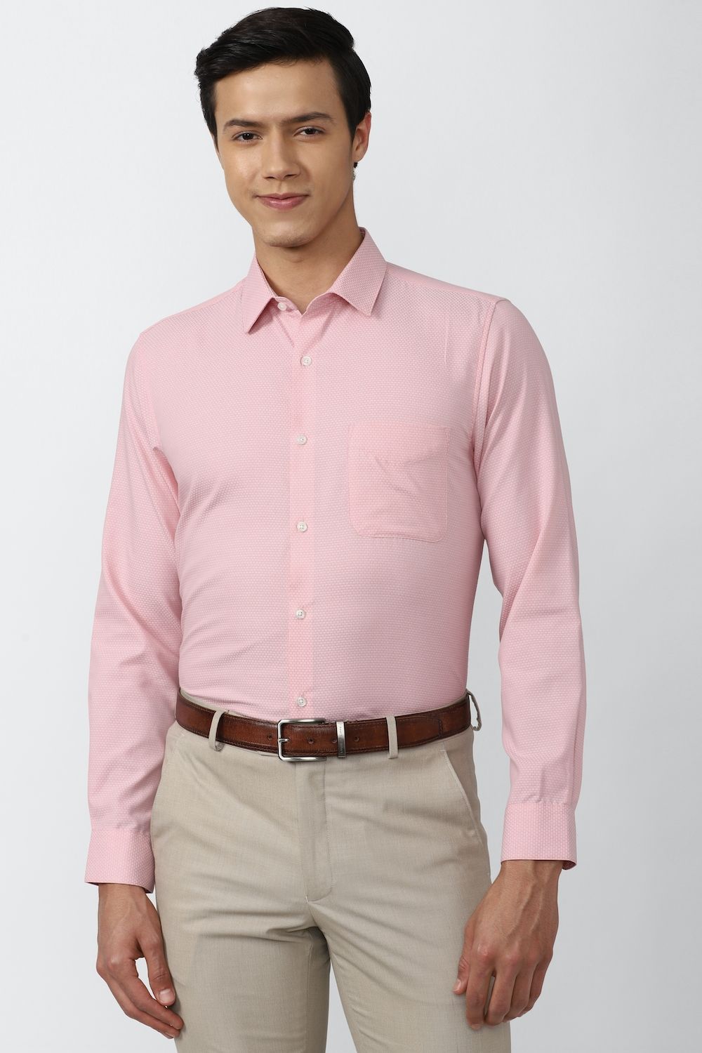 Men Pink Regular Fit Formal Full Sleeves Formal Shirt
