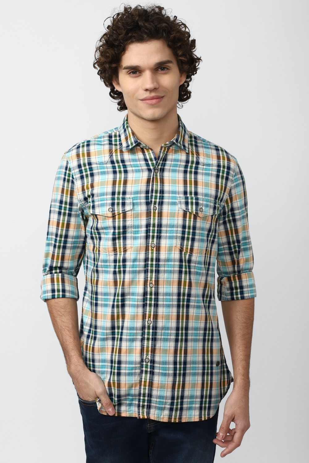 Men Multi Super Slim Fit Check Full Sleeves Casual Shirt