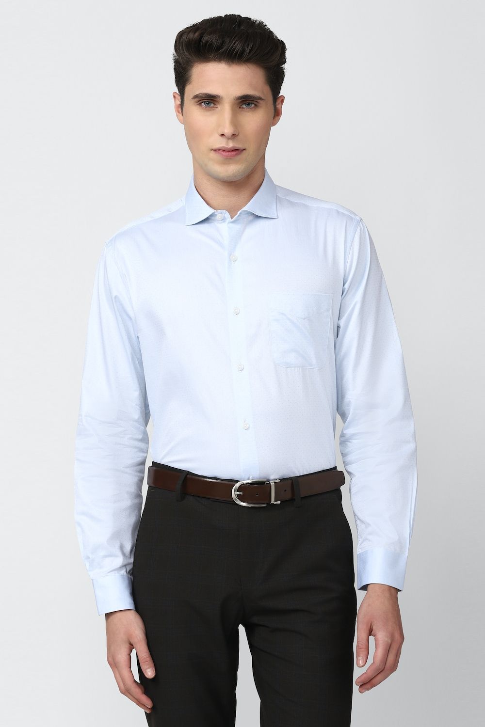 Men Blue Regular Fit Formal Full Sleeves Formal Shirt