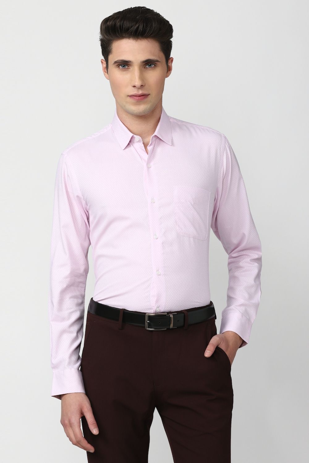 Men Purple Regular Fit Formal Full Sleeves Formal Shirt