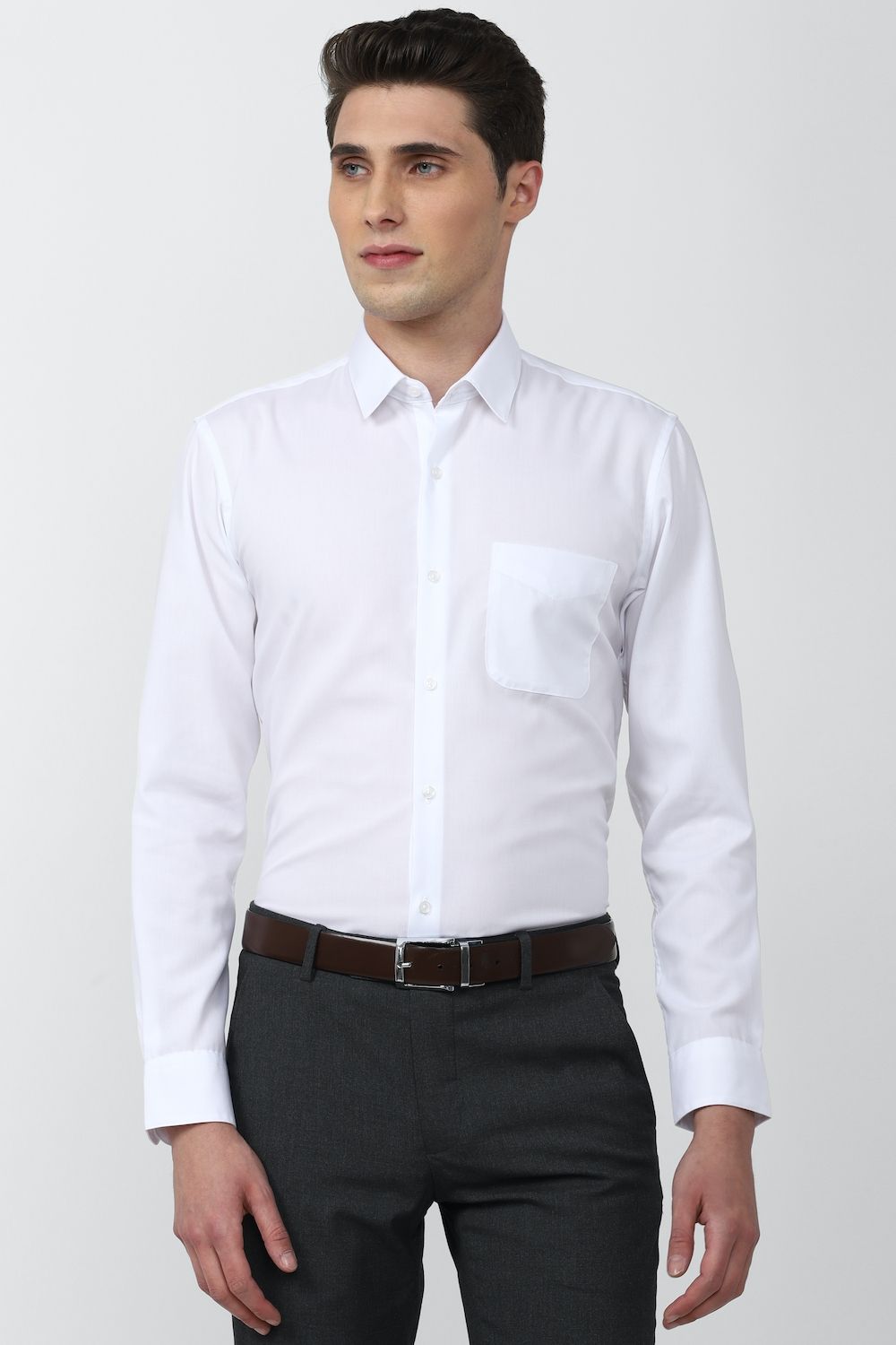 Men White Slim Fit Formal Full Sleeves Formal Shirt