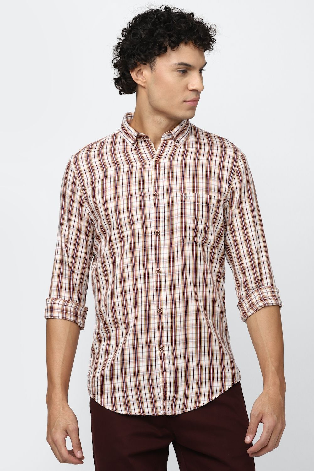 Men Multi Super Slim Fit Check Full Sleeves Casual Shirt