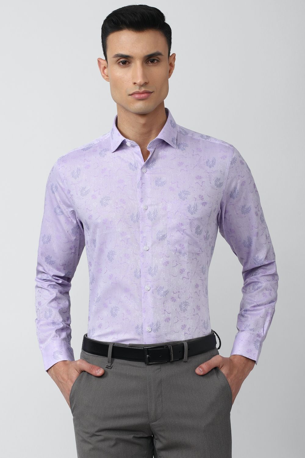 Men Purple Regular Fit Formal Full Sleeves Formal Shirt