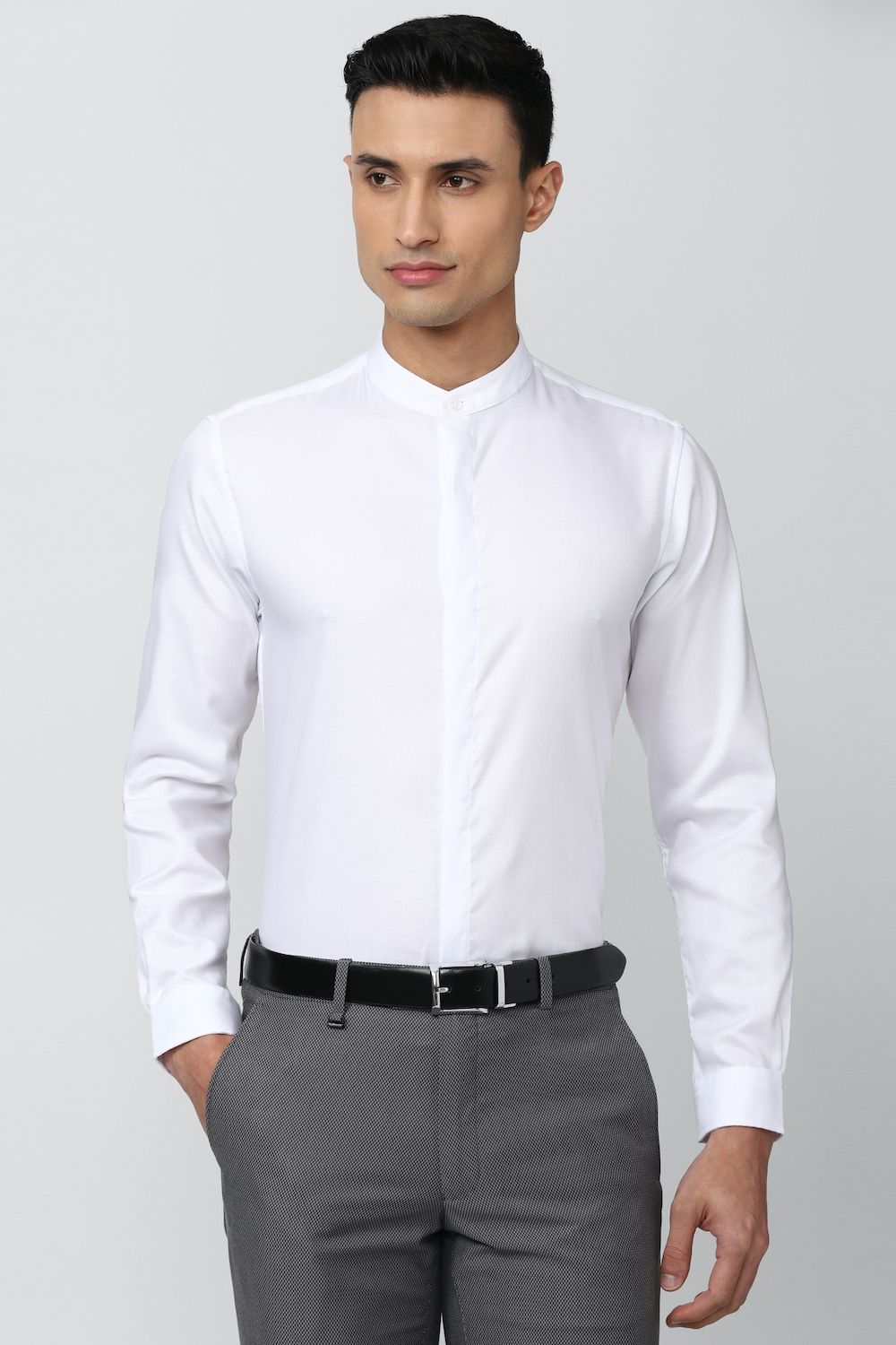 Men White Slim Fit Formal Full Sleeves Formal Shirt
