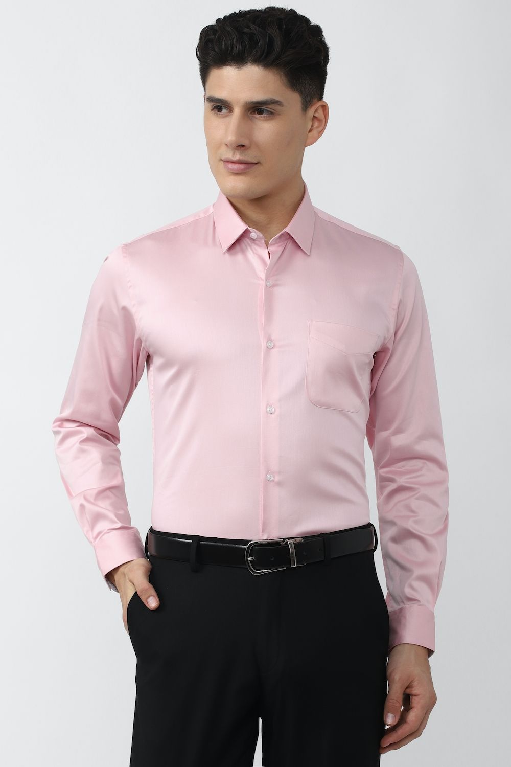 Men Pink Slim Fit Formal Full Sleeves Formal Shirt