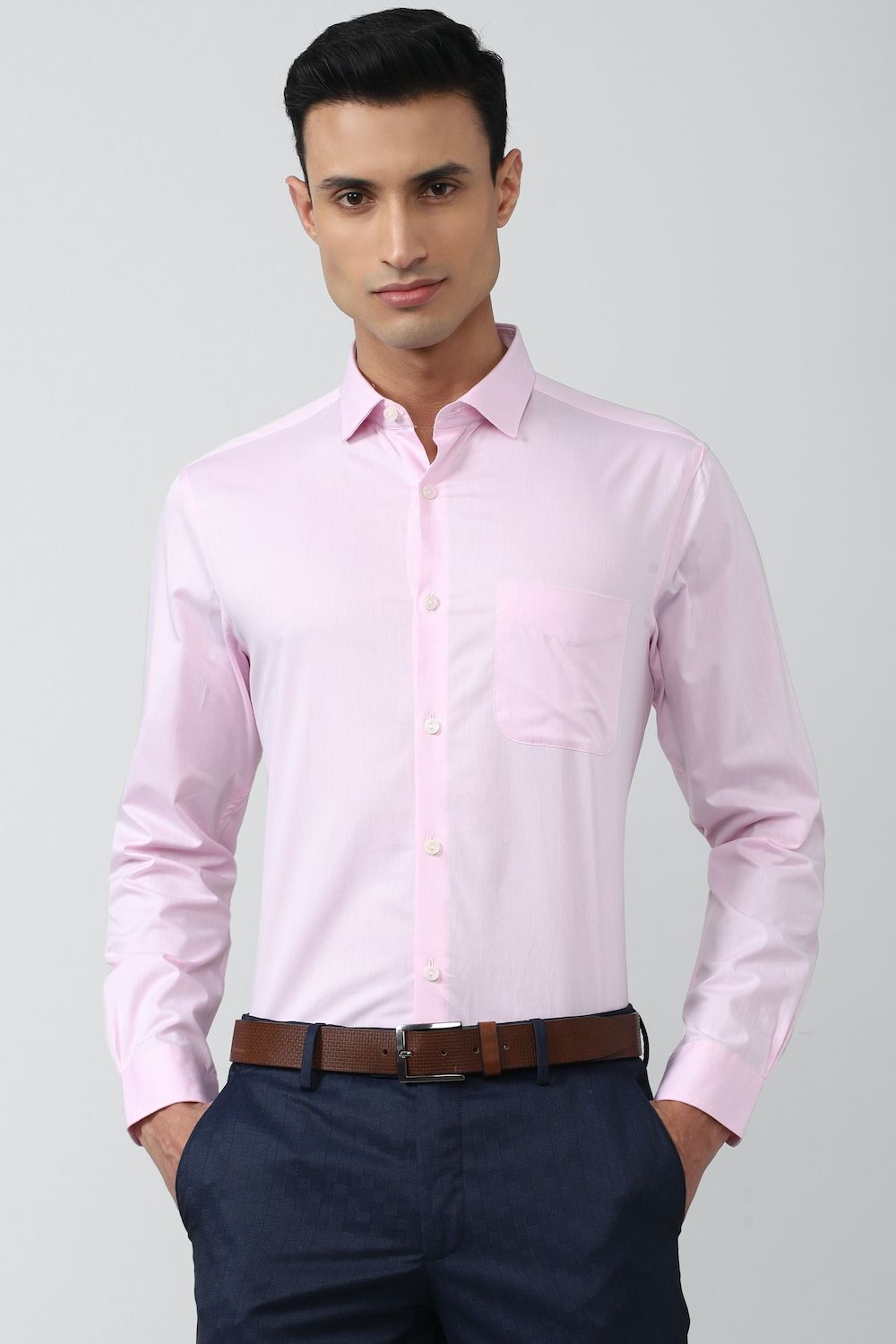 Men Pink Regular Fit Formal Full Sleeves Formal Shirt