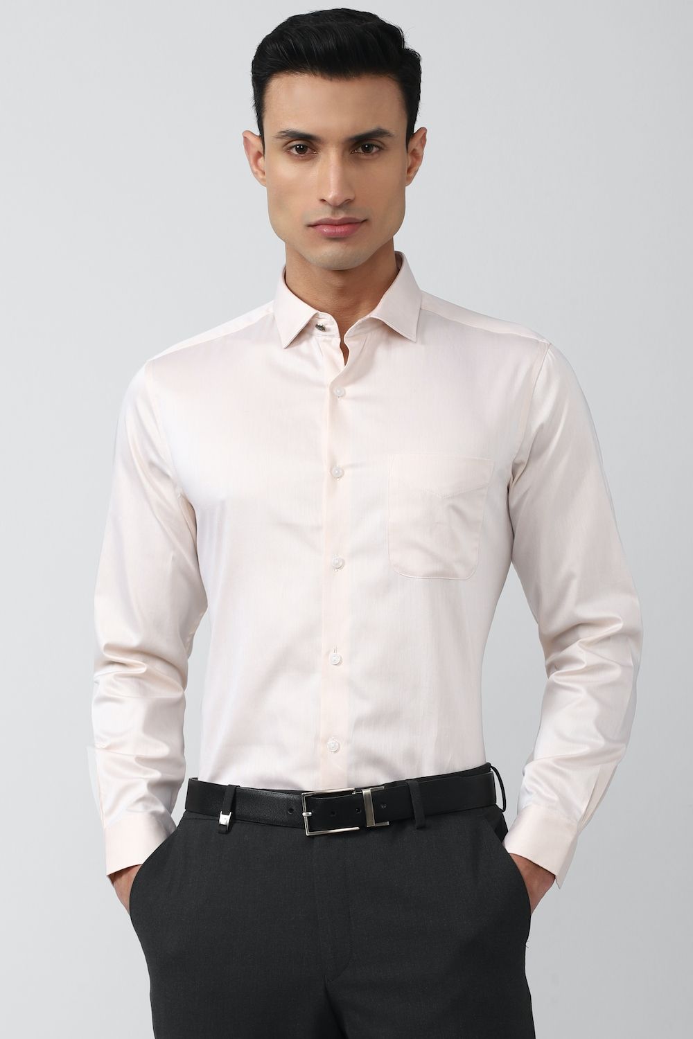 Men Cream Regular Fit Formal Full Sleeves Formal Shirt