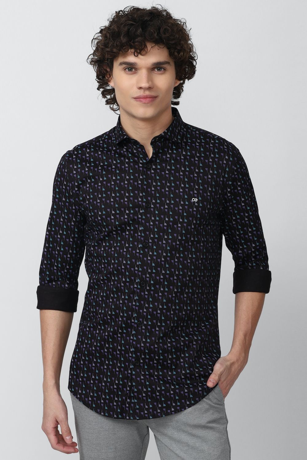 Men Black Super Slim Fit Formal Full Sleeves Formal Shirt