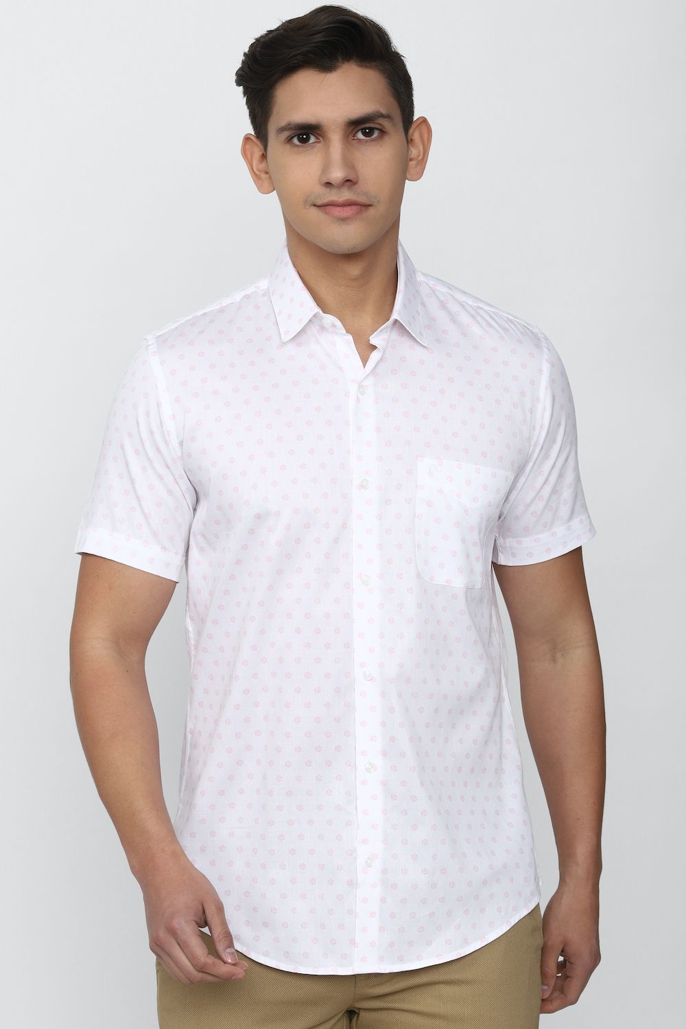 Men White Slim Fit Formal Half Sleeves Formal Shirt