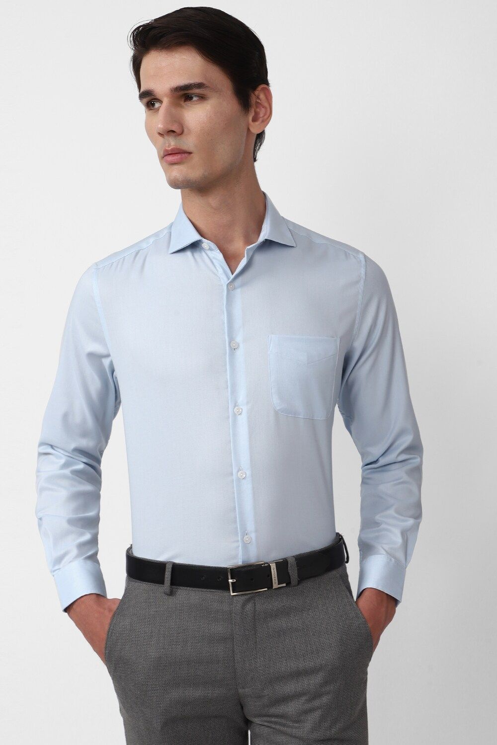 Men Blue Slim Fit Formal Full Sleeves Formal Shirt
