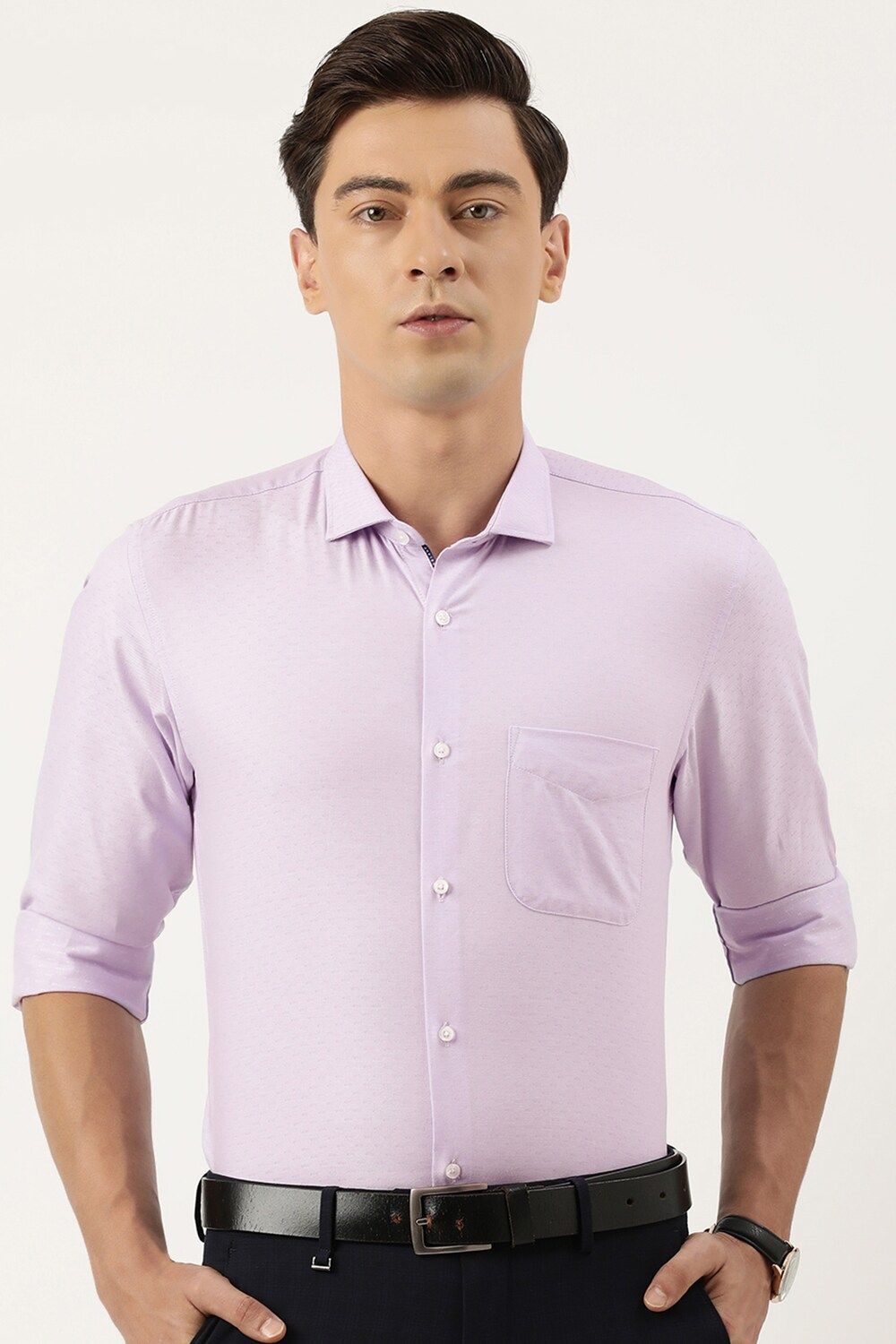 Men Purple Slim Fit Formal Full Sleeves Formal Shirt
