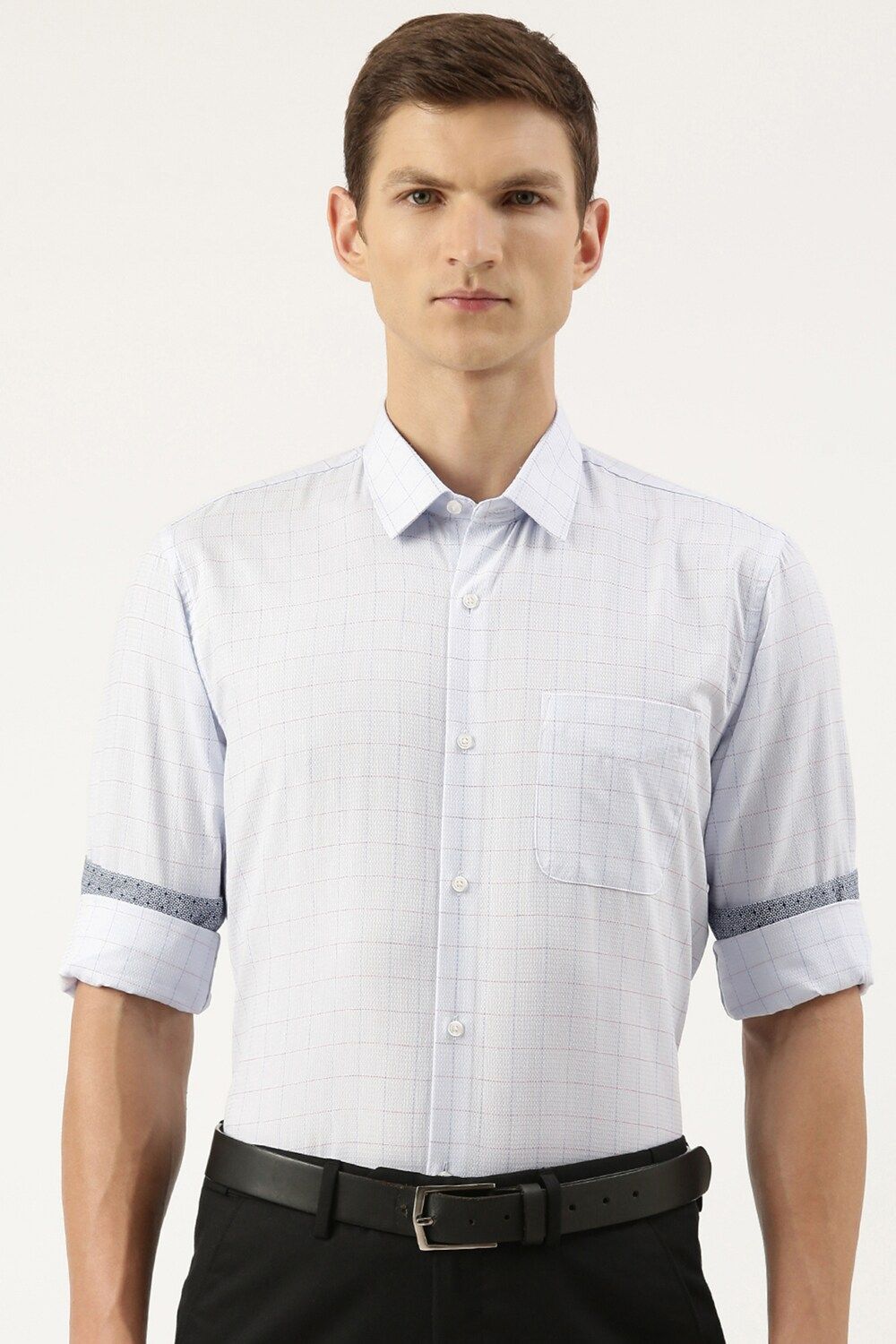 Men Blue Regular Fit Formal Full Sleeves Formal Shirt
