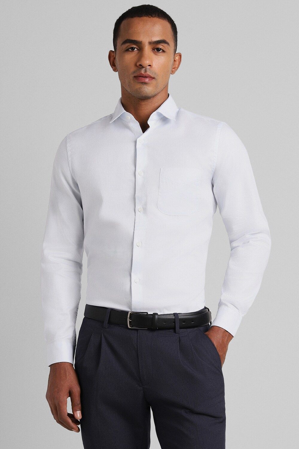 Men White Slim Fit Formal Full Sleeves Formal Shirt