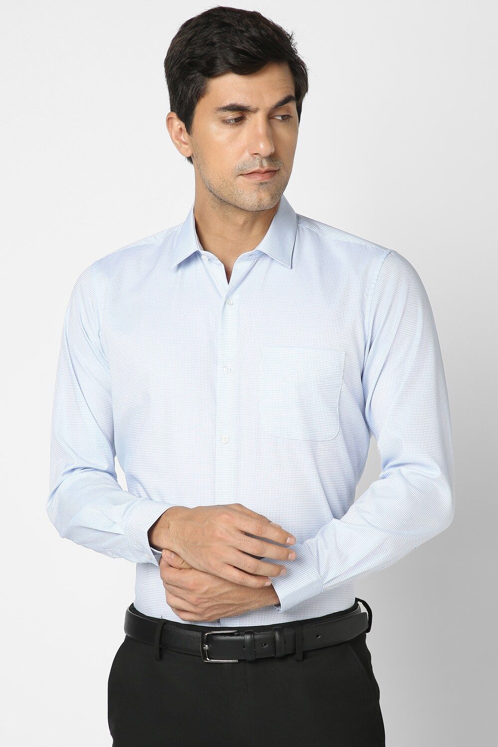 Men Blue Regular Fit Formal Full Sleeves Formal Shirt