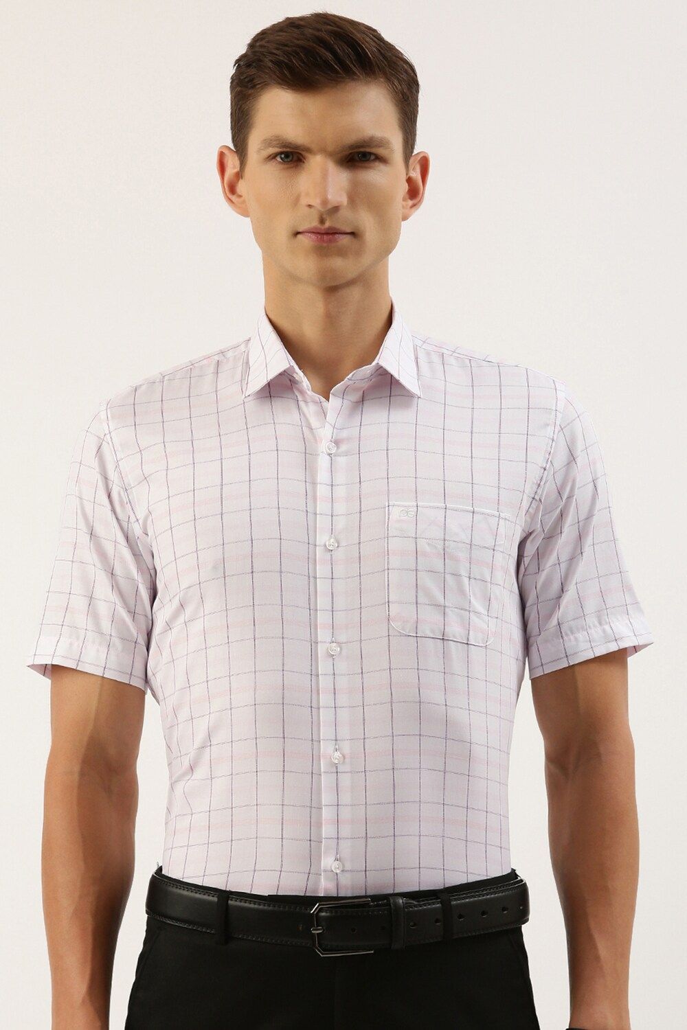 Men White Regular Fit Formal Half Sleeves Formal Shirt
