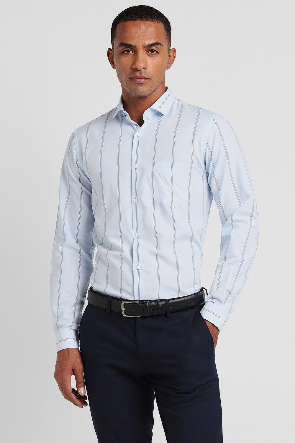 Men Blue Slim Fit Formal Full Sleeves Formal Shirt
