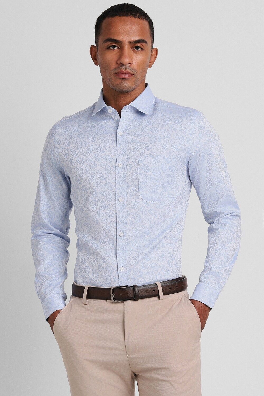 Men Blue Slim Fit Formal Full Sleeves Formal Shirt