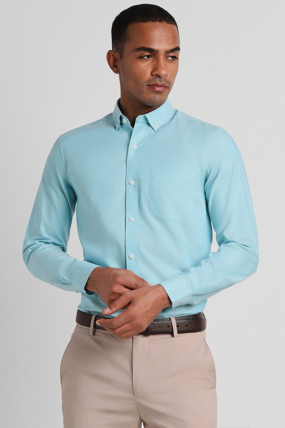 Men Blue Slim Fit Formal Full Sleeves Formal Shirt