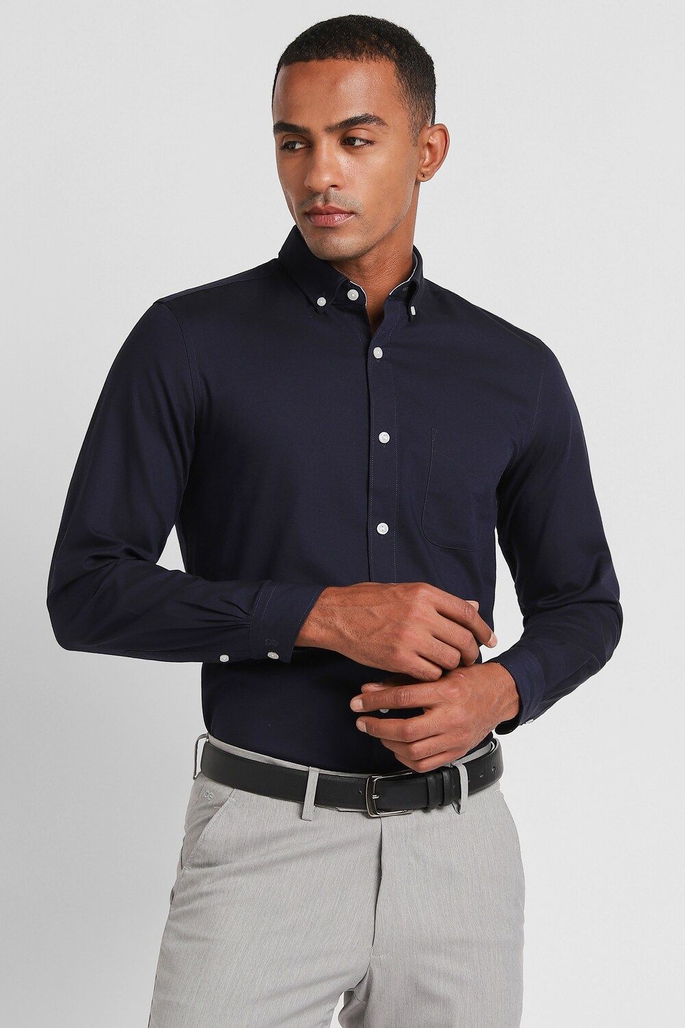 Men Navy Slim Fit Formal Full Sleeves Formal Shirt