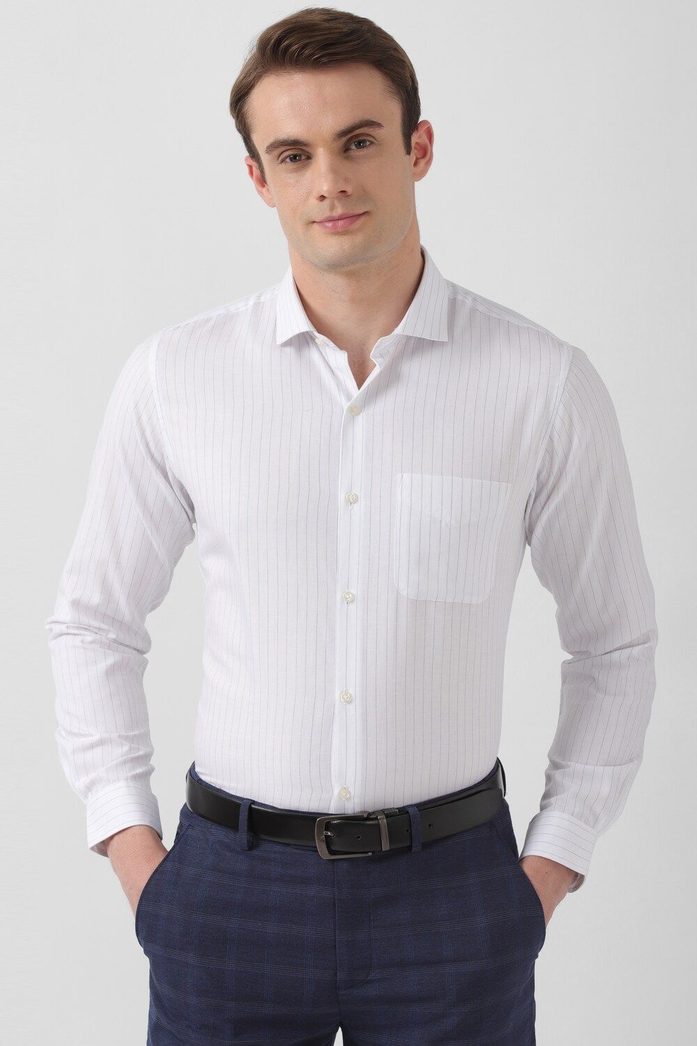 Men White Slim Fit Formal Full Sleeves Formal Shirt