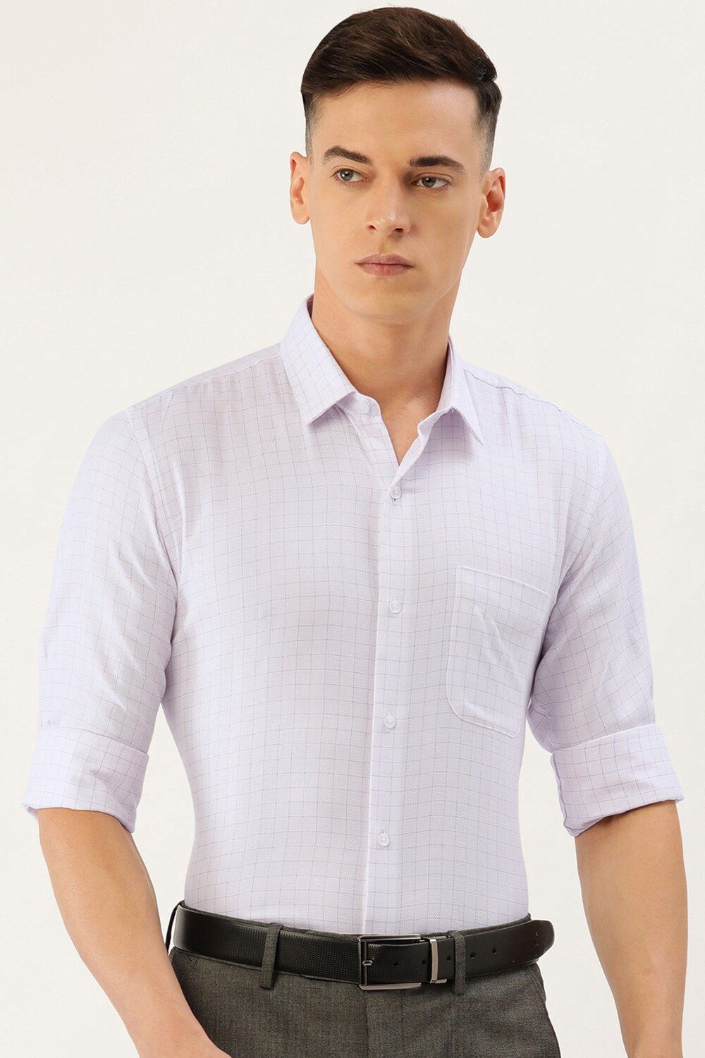Men White Slim Fit Formal Full Sleeves Formal Shirt