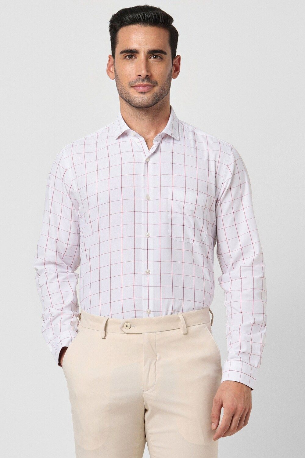 Men White Slim Fit Formal Full Sleeves Formal Shirt