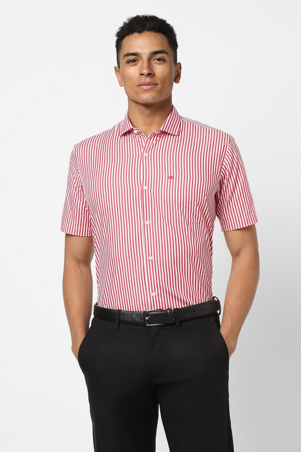 Men Pink Regular Fit Formal Half Sleeves Formal Shirt