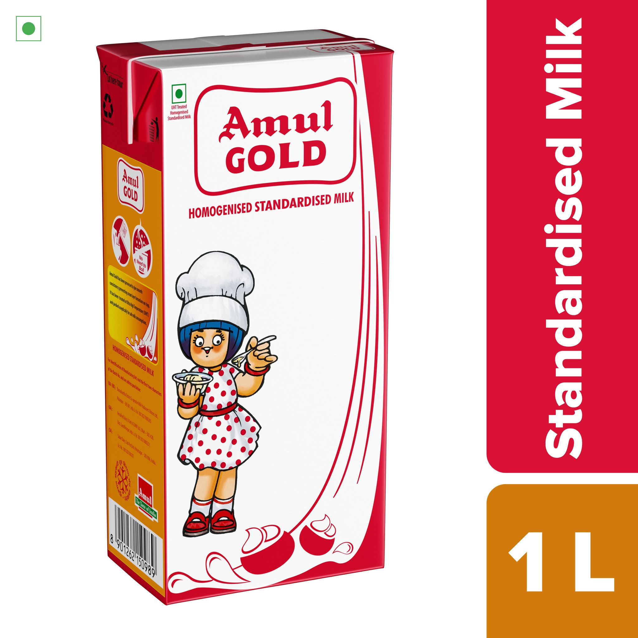 AMUL GOLD STANDARDISED MILK 1 LTR TP