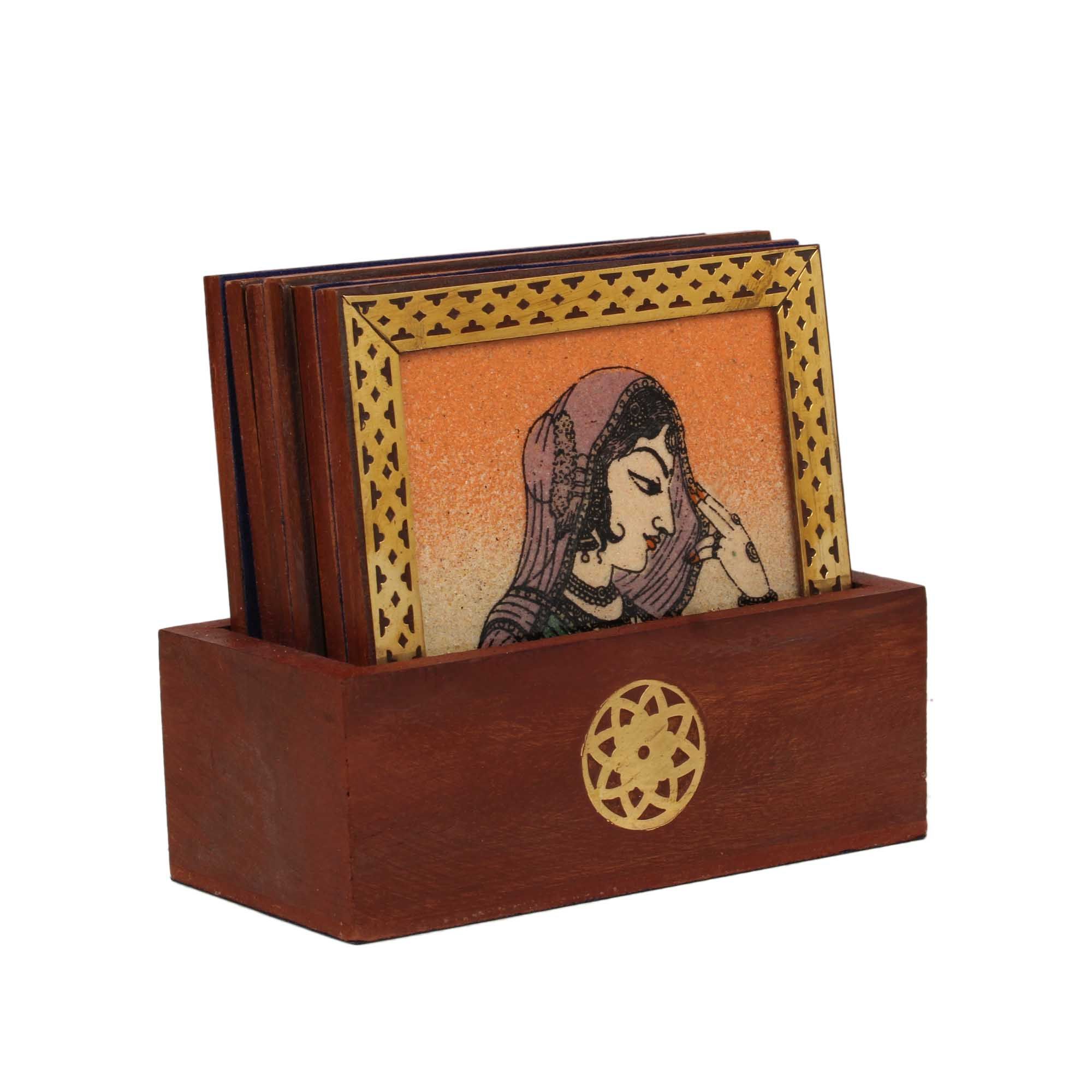 Handmade Bani Thani Gem Stone Painting Tea Coaster