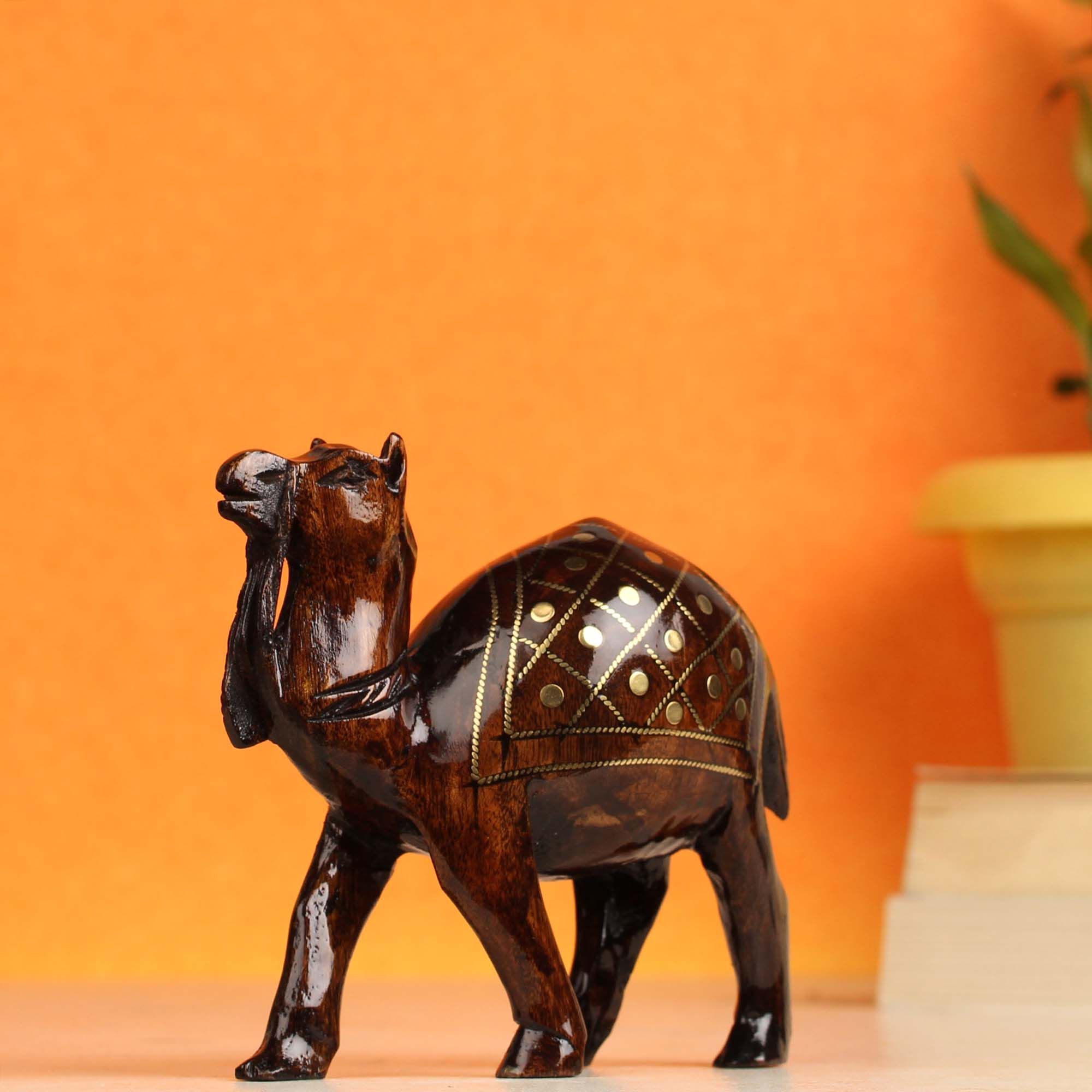 Handcrafted Wooden Tarkashi Camel Statue (10 cm)