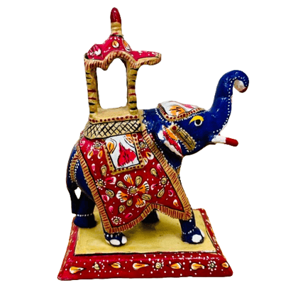 Ambabari Elephant With Metal Meenakari 6 Inch Ambabari Elephant With Metal Meenakari 6 Inch