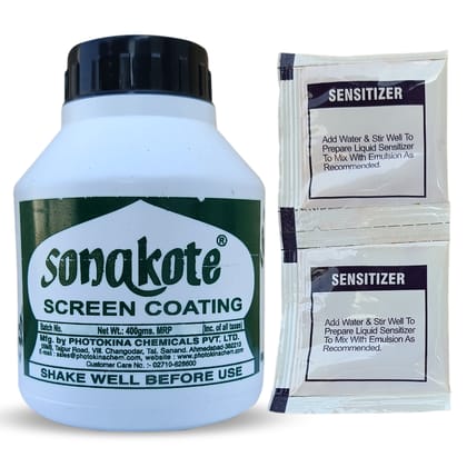 MrKrafts Sonakote Screen Coating Emulsion 400G Bottle with 2 Sensitizer Pouch (Green)