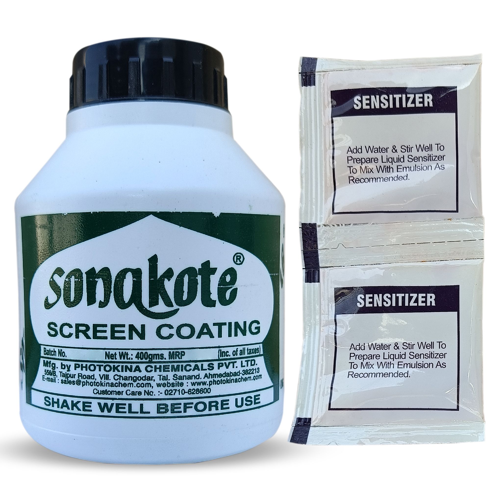 MrKrafts Sonakote Screen Coating Emulsion 400G Bottle with 2 Sensitizer Pouch (Green)