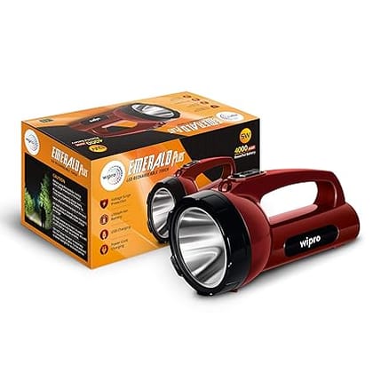 Emerald Plus Rechargeable Emergency Light (Pack of 1, Red, Cl0008,)