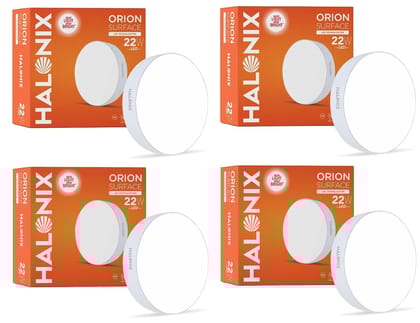 22W White Orion Round Led Rimless Surface downlighter| Led Ceiling Light for Home, Shop and Office |Pack of 4, White.