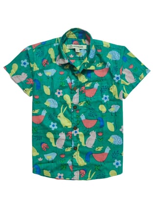 Animals Printed Kids Collared Shirt Animals Printed Kids Collared Shirt