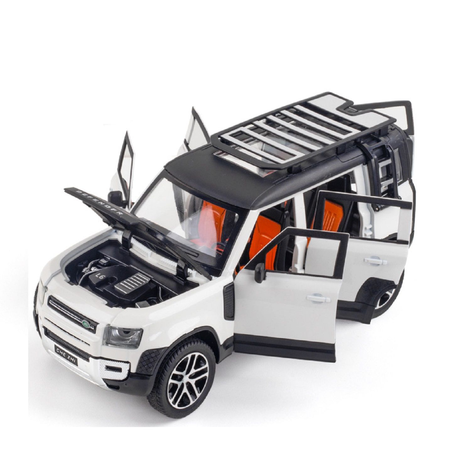 KTRS ENTERPRISE 1:24 Alloy Metal Pull Back Die-cast Car Model Car Pull Back car Super car with Openable Doors with Sound and Light Doors & Light Music Boys Toys for Kids (Lend Rovar Dafender Sport)