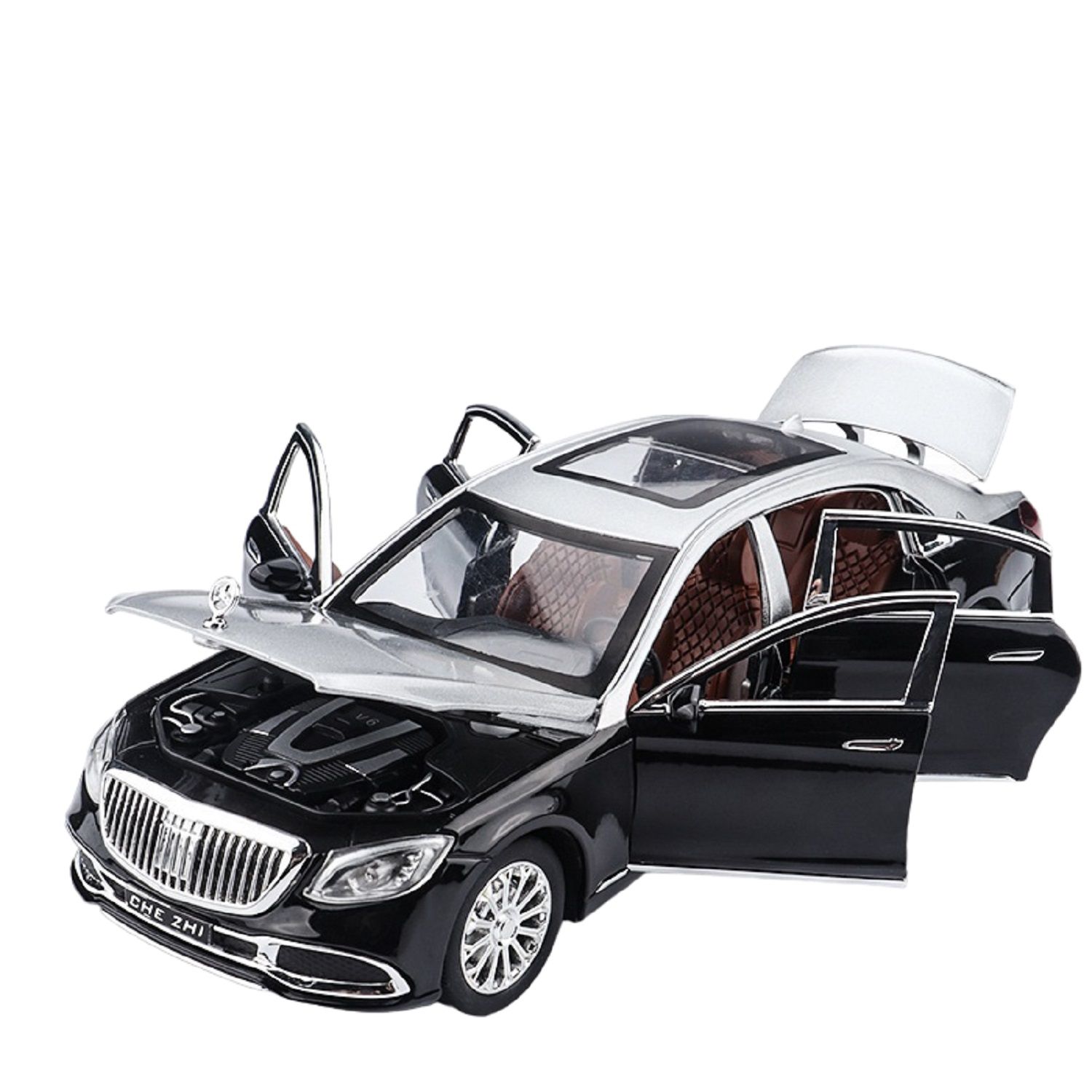 KTRS ENTERPRISE 1:24 Alloy Metal Pull Back Die-cast Car Model Car Pull Back car Super car with Openable Doors with Sound and Light Doors & Light Music Boys Toys for Kids (Maybech GLS600)