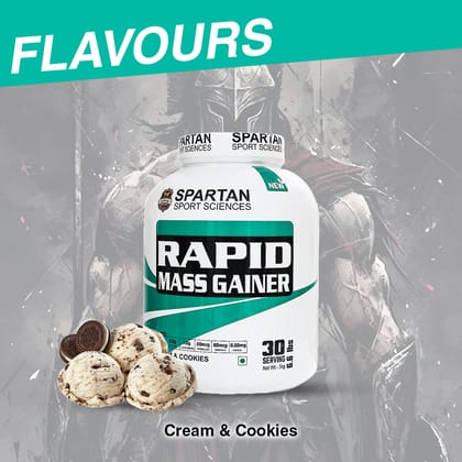 SPARTAN SPORT SCIENCES Rapid Mass Gainer | Muscle Mass & Weight Gainer Powder with Highest Protein and Carbohydrates with Added Multivitamins & Minerals for Men & Women