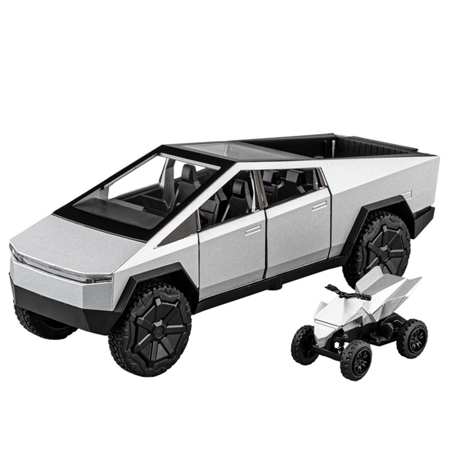 KTRS ENTERPRISE 1:24 Alloy Metal Pull Back Die-cast Car Model Car Pull Back car Super car with Openable Doors with Sound and Light Doors & Light Music Boys Toys for Kids (Tesle Tepickup)