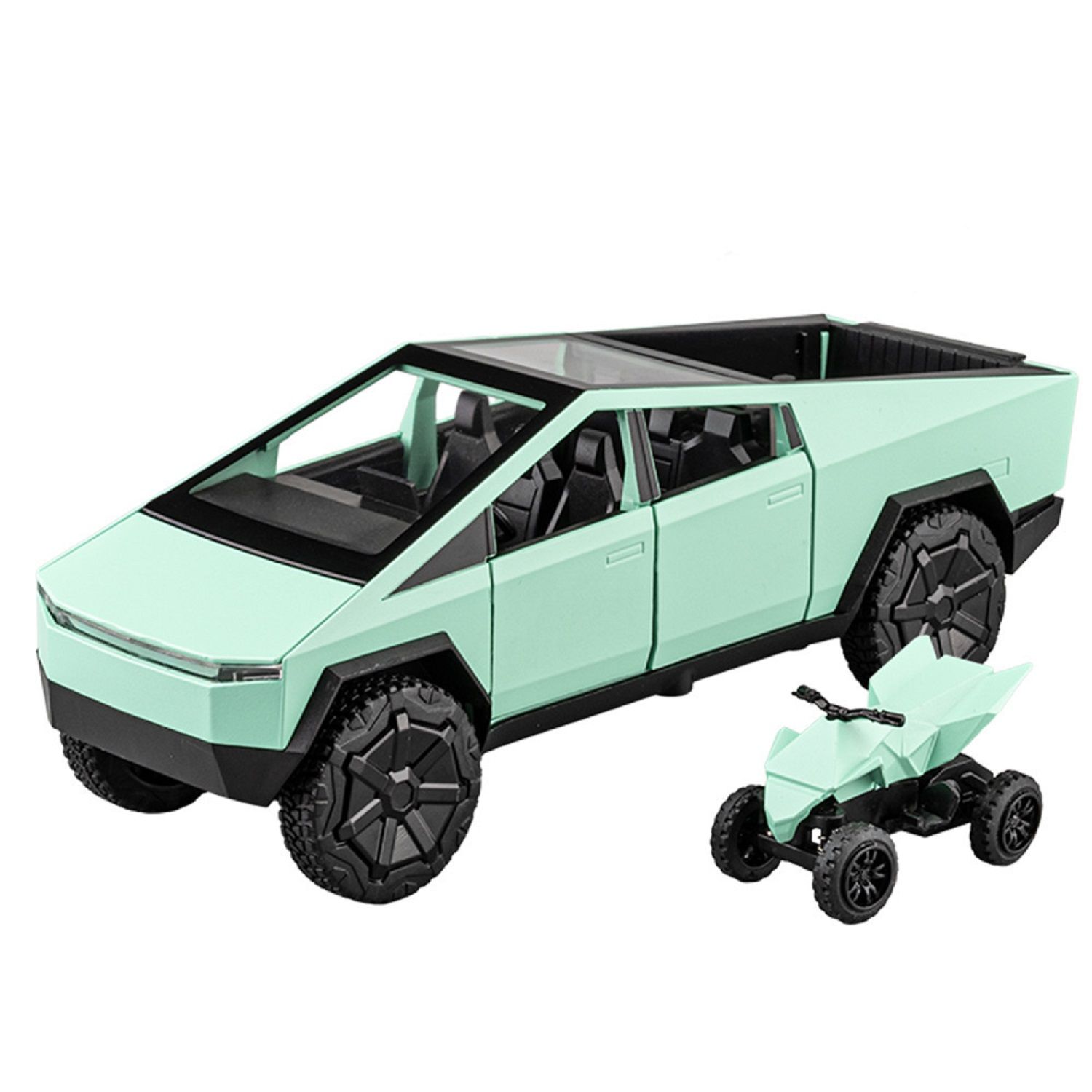 KTRS ENTERPRISE 1:24 Alloy Metal Pull Back Die-cast Car Model Car Pull Back car Super car with Openable Doors with Sound and Light Doors & Light Music Boys Toys for Kids (Tesle Tepickup)