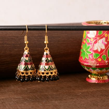 Multicolor Meenakari Jhumka Earrings – Cone Multicolor Meenakari Jhumka Earrings – Cone
