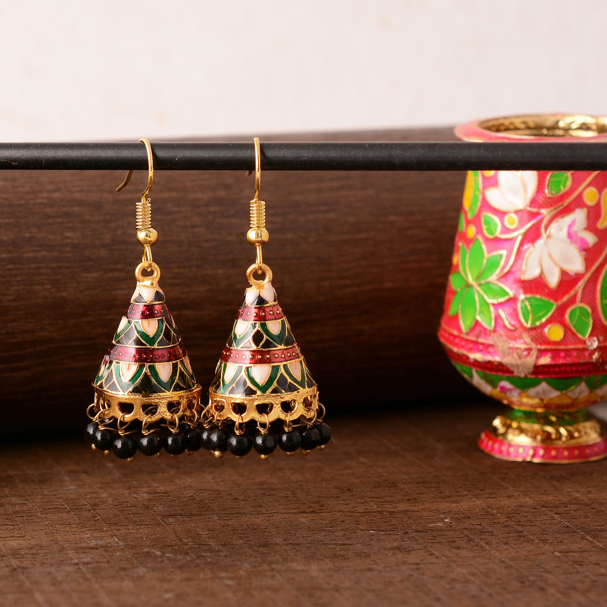 Multicolor Meenakari Jhumka Earrings – Cone