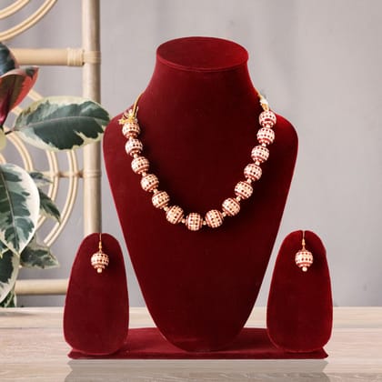 Multicolor Meenakari Beaded Necklace Set With Earrings Multicolor Meenakari Beaded Necklace Set With Earrings
