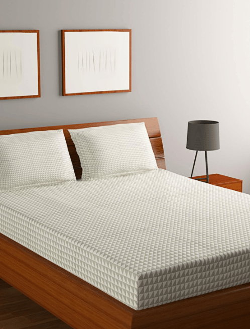 Suan bedsheet King Size Bed with 2 Pillow Cover Set 210 TC high Cotton 108 X 108 Inches (Geomatric (Grey White), King)